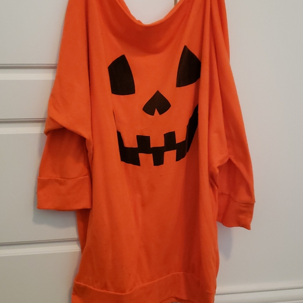 Off the shoulder pumpkin shirt
